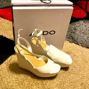 White wedge heels